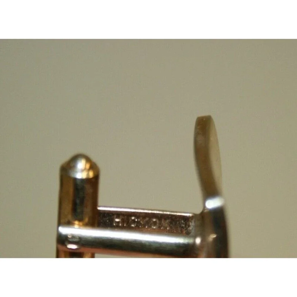 Nice Vintage Mid Century Modern Hickok Golden Brass Men's Dress Cufflinks
